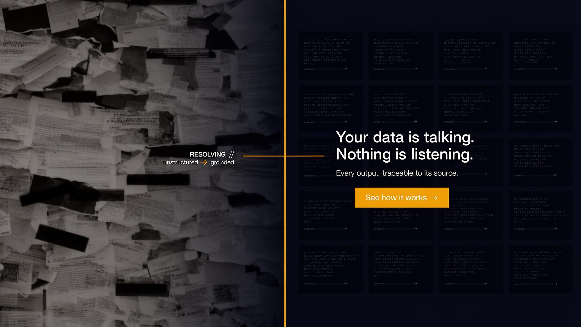 Unstructured documents resolving into a structured grid of cited facts